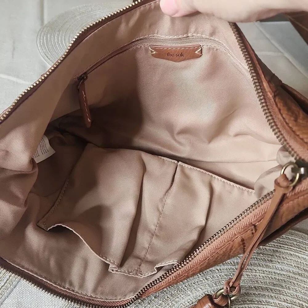 The Sak Kendra tan pebbled leather hobo bag